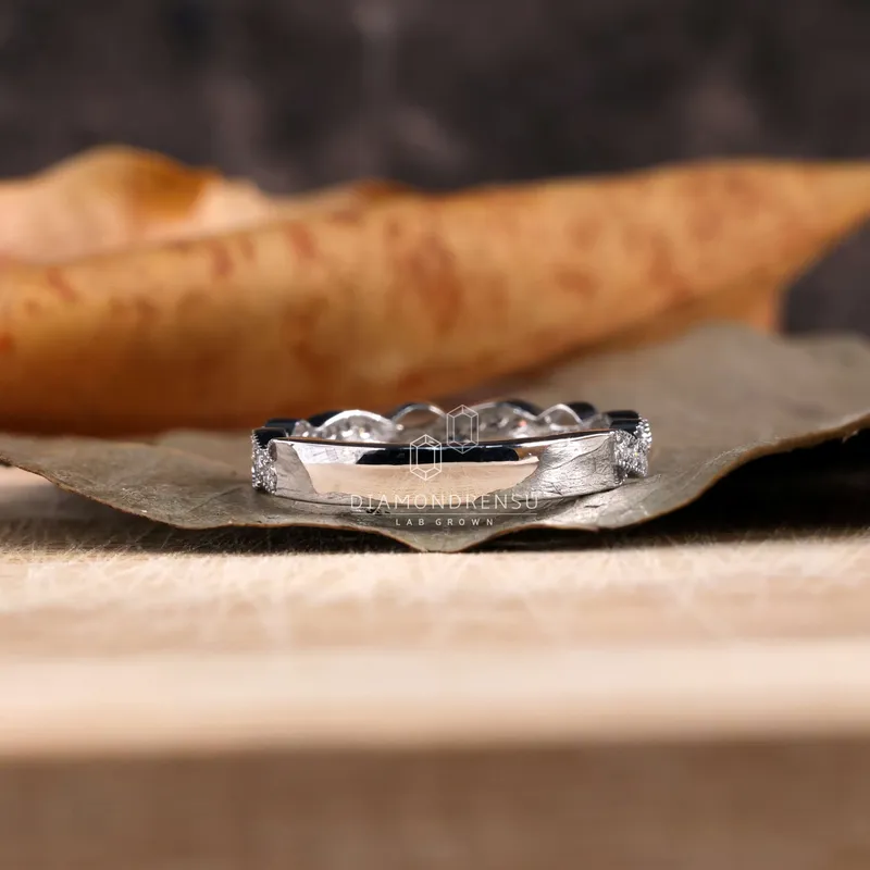 1.20 MM Round Lab Grown Diamonds Band, Wave Design Vintage Wedding Band view 5