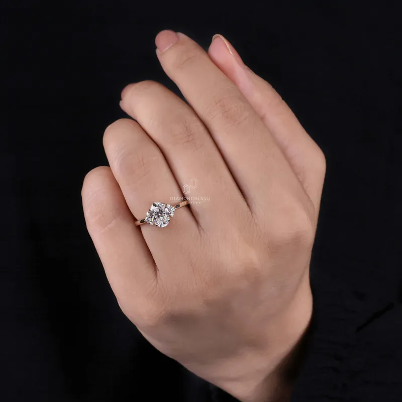 1.28 CT Oval Cut Lab Grown Diamond Ring, Muse Setting Engagement Ring view 6