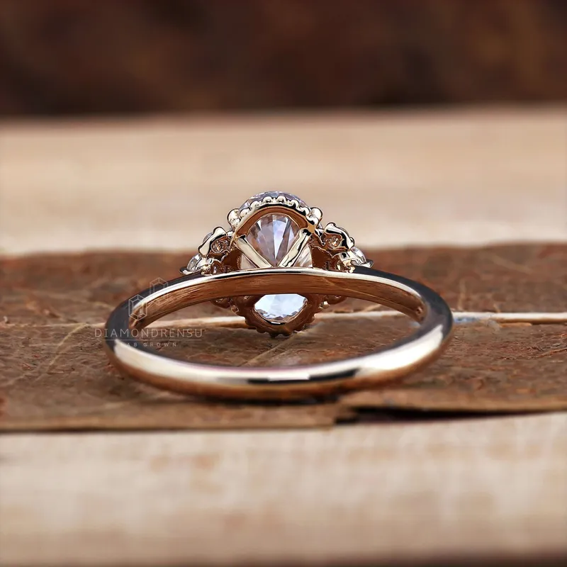1.28 CT Oval Cut Lab Grown Diamond Ring, Muse Setting Engagement Ring view 3