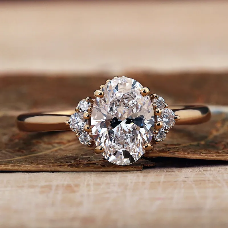 1.28 CT Oval Cut Lab Grown Diamond Ring, Muse Setting Engagement Ring oval cut engagement ring
