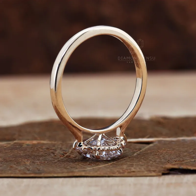 1.28 CT Oval Cut Lab Grown Diamond Ring, Muse Setting Engagement Ring view 2