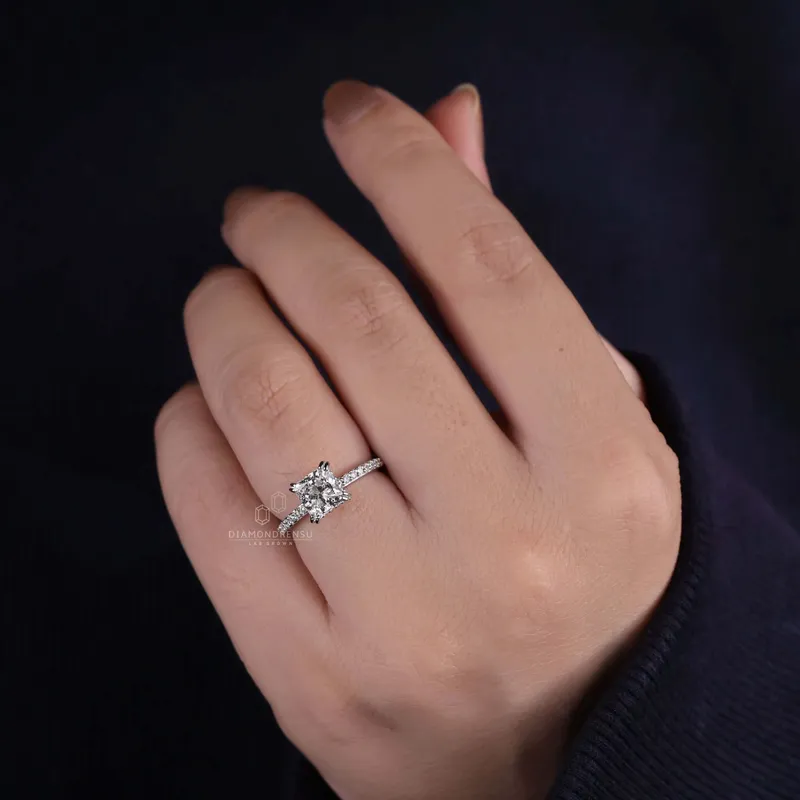 1.30 CT Princess Cut Lab Grown Diamond Engagement Ring, IGI Certified Diamond view 8