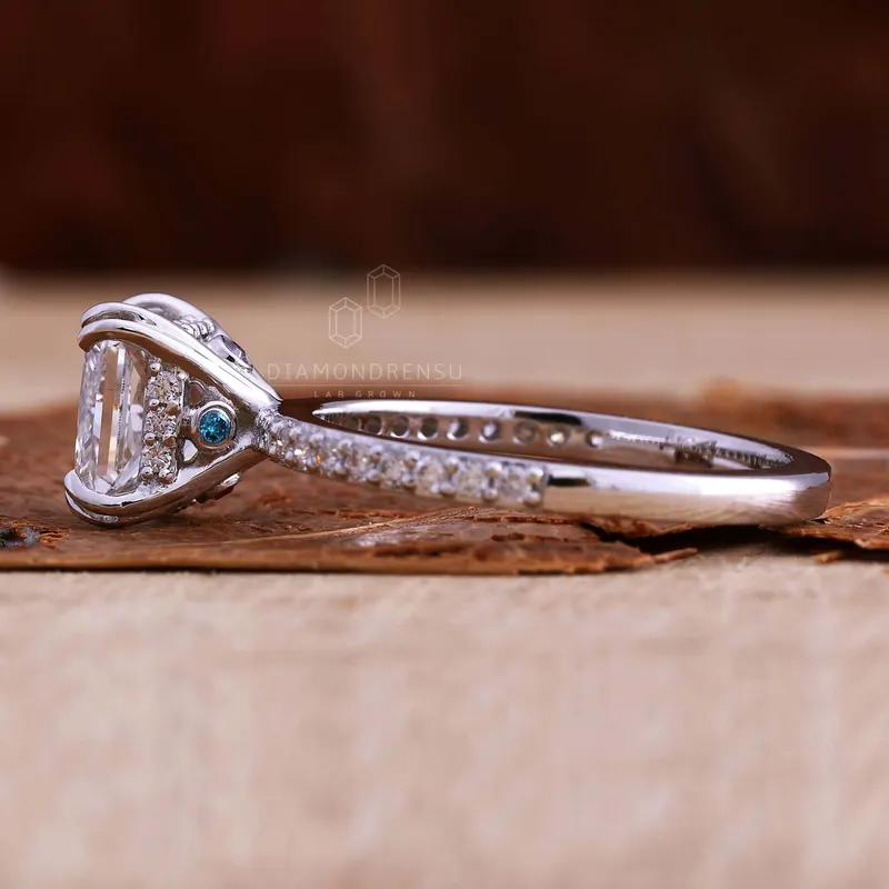 1.30 CT Princess Cut Lab Grown Diamond Engagement Ring, IGI Certified Diamond view 3