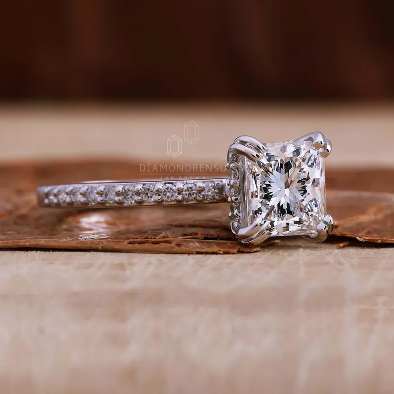 1.30 CT Princess Cut Lab Grown Diamond Engagement Ring, IGI Certified Diamond view 5