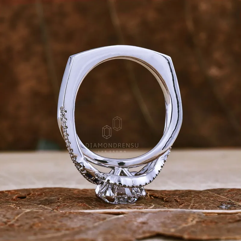 1.30 CT Round Lab Grown Diamond Halo Engagement Ring, IGI Certified Diamond vy 2