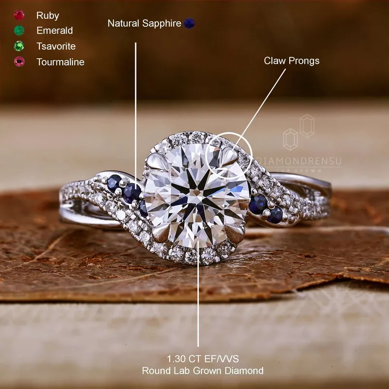 1.30 CT Round Lab Grown Diamond Halo Engagement Ring, IGI Certified Diamond vy 10