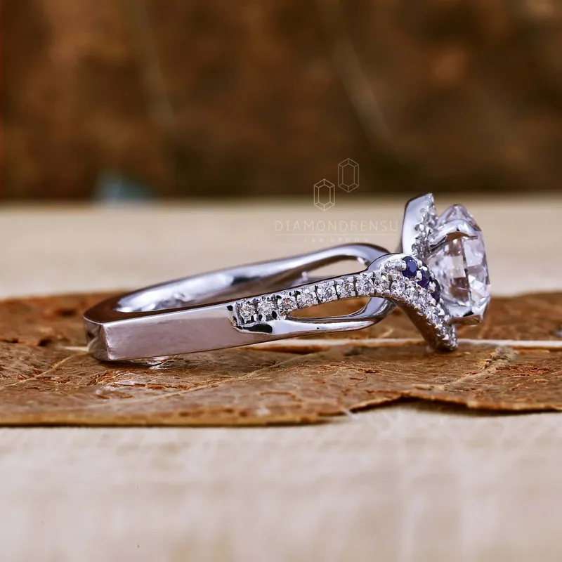1.30 CT Round Lab Grown Diamond Halo Engagement Ring, IGI Certified Diamond vy 4