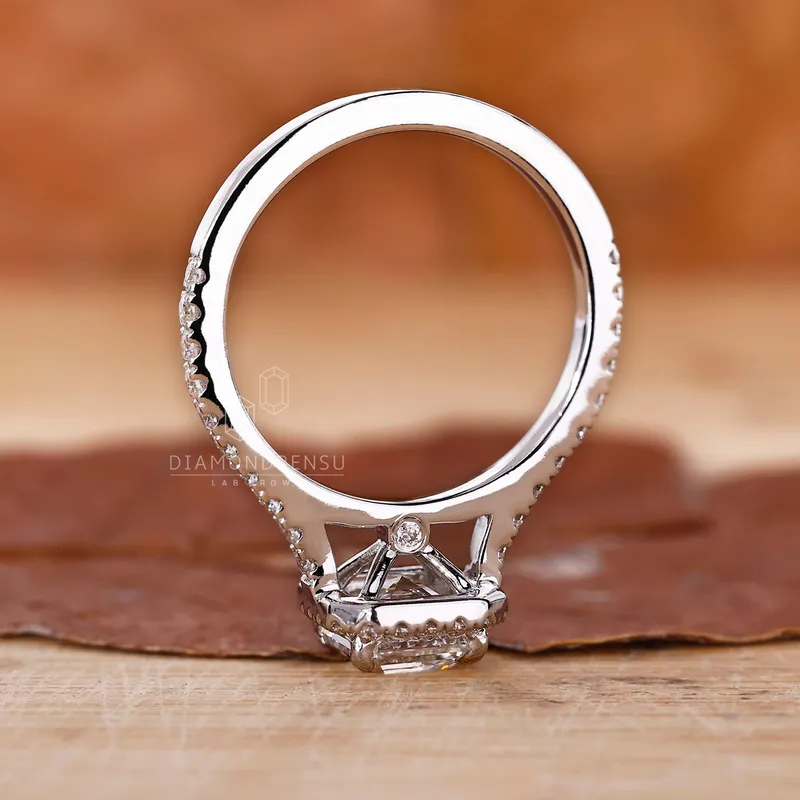 1.37 CT Asscher Cut H/VS1 Lab Grown Diamond Halo Engagement Ring view 5