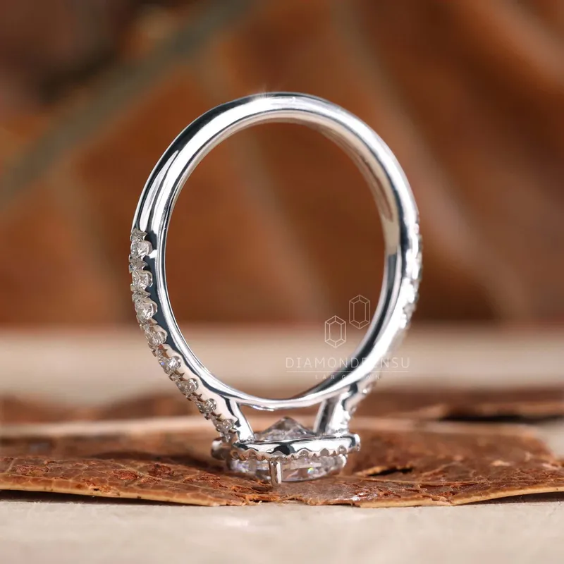 1.40 CT Cushion Cut Lab Grown Diamond Halo Engagement Ring view 2