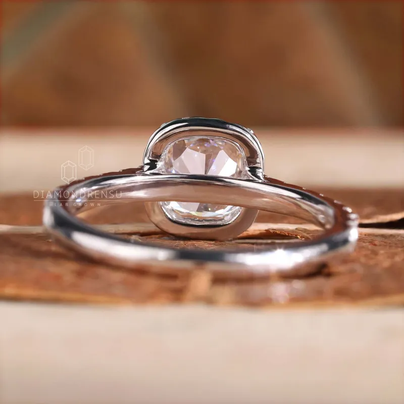 1.40 CT Cushion Cut Lab Grown Diamond Halo Engagement Ring view 3