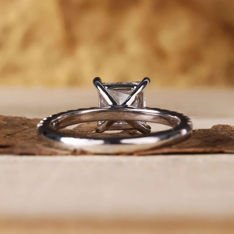 1.50 CT Princess Cut Diamond Ring, Pave Lab Grown Diamond Engagement Rings vy 5