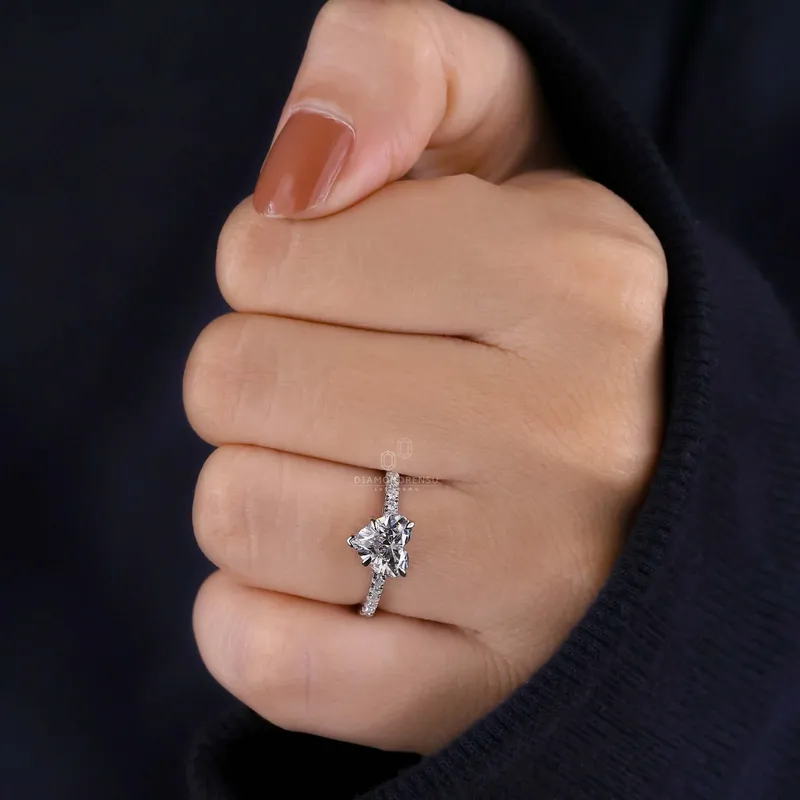 1.51 CT Heart Shae Lab Grown Diamond Pave Engagement Ring vy 7