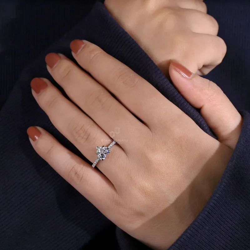 1.51 CT Heart Shae Lab Grown Diamond Pave Engagement Ring vy 2