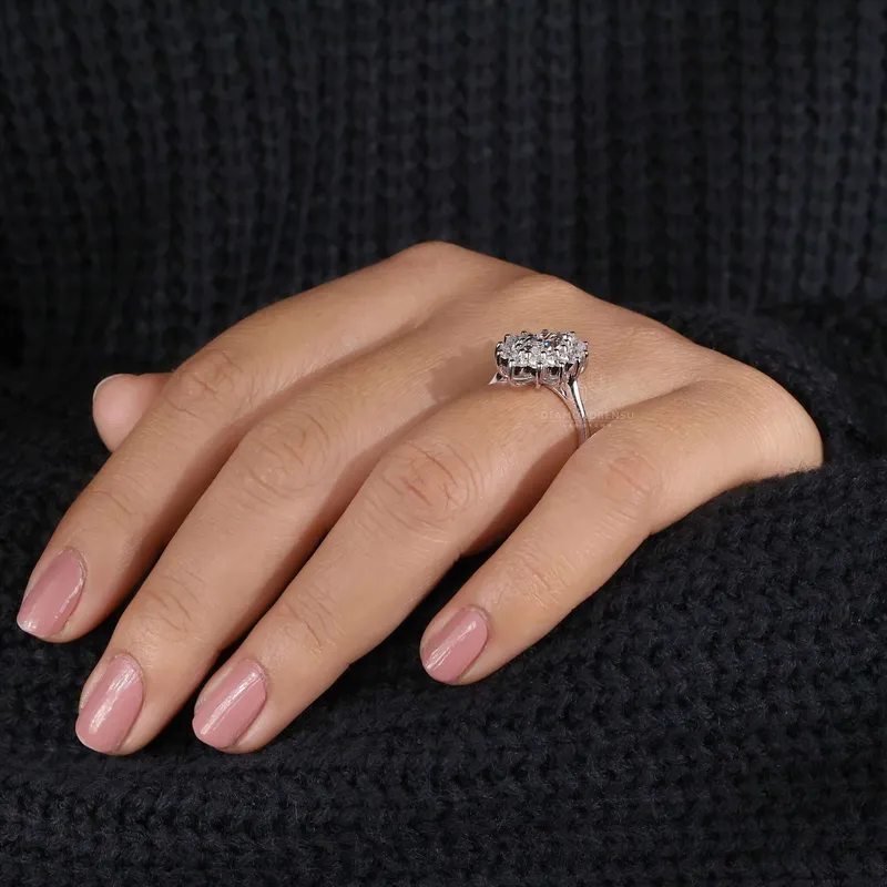 1.51 CT Marquise Cut Lab Grown Diamond Cluster Halo Engagement Ring vy 7