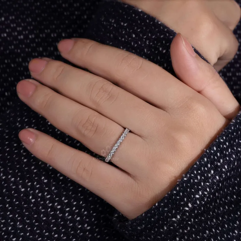1.70 MM Round Lab Grown Diamond Band, Half Eternity Wedding Band view 5