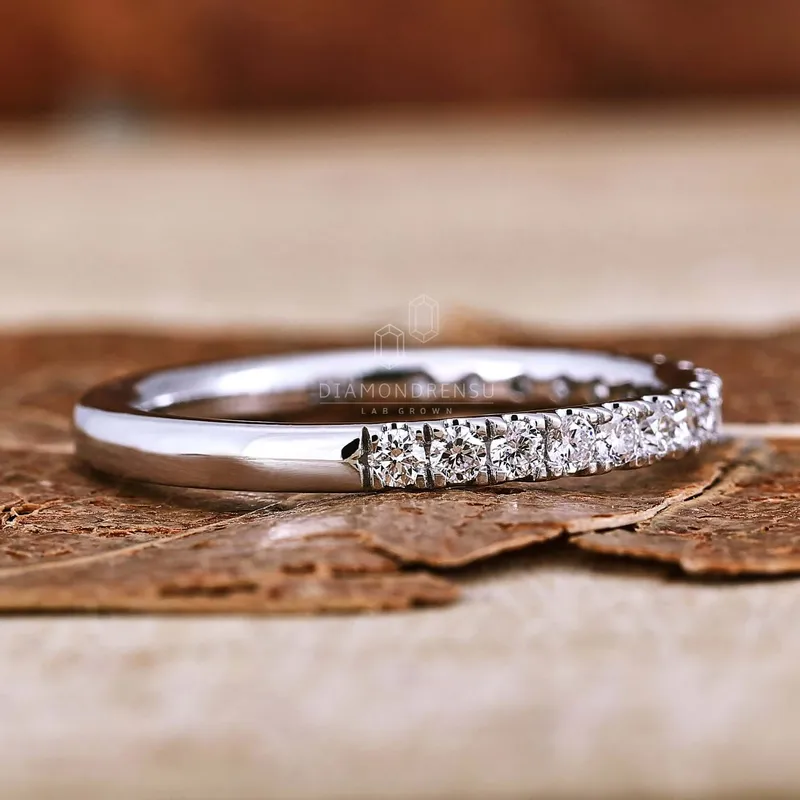 1.70 MM Round Lab Grown Diamond Band, Half Eternity Wedding Band view 3