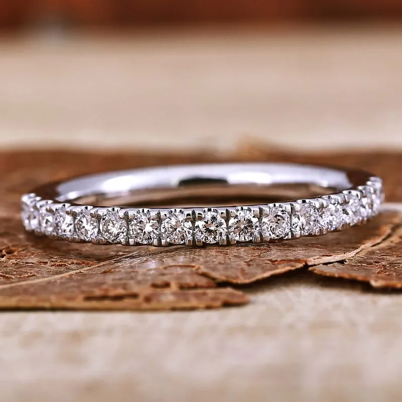 1.70 MM Round Lab Grown Diamond Band, Half Eternity Wedding Band round cut engagement ring