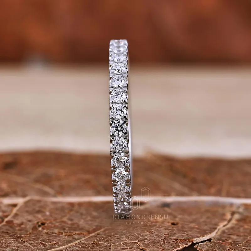 1.70 MM Round Lab Grown Diamond Band, Half Eternity Wedding Band view 2