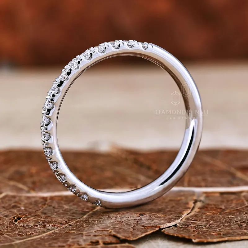 1.70 MM Round Lab Grown Diamond Band, Half Eternity Wedding Band view 4