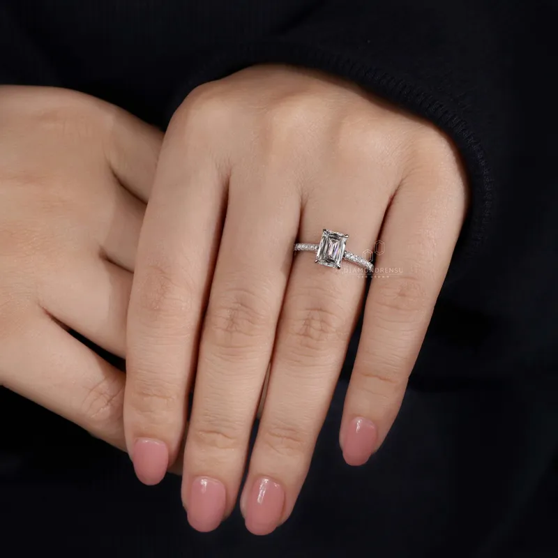 1.78 Carat Emerald Criss Cut F/VS1 IGI Certified Lab Grown Diamond Engagement Ring view 4