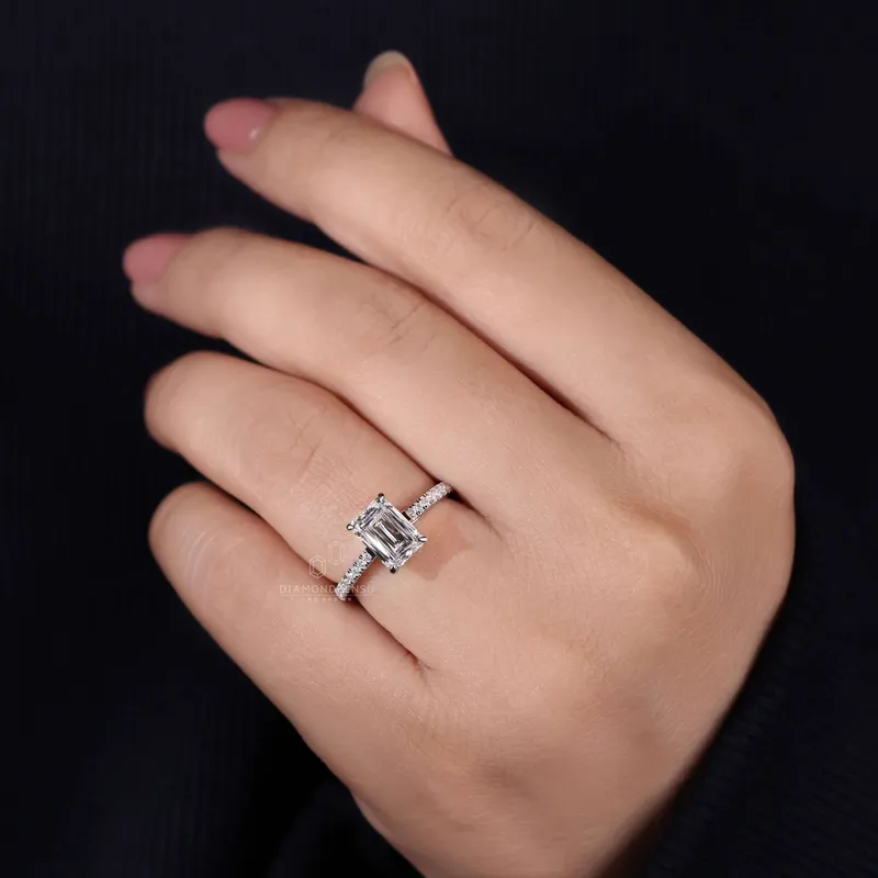 1.78 Carat Emerald Criss Cut F/VS1 IGI Certified Lab Grown Diamond Engagement Ring view 2