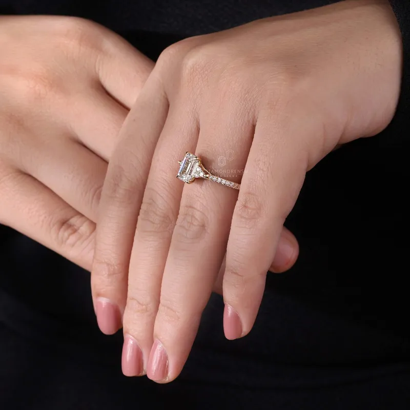 1.80 CT Emerald Cut Diamond Ring, IGI Certified F/VS1 Lab Grown Diamond Engagement Ring view 6