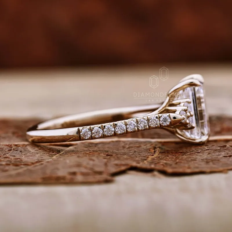 1.80 CT Emerald Cut Diamond Ring, IGI Certified F/VS1 Lab Grown Diamond Engagement Ring view 2