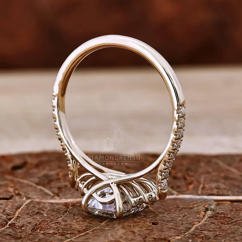 1.80 CT Emerald Cut Diamond Ring, IGI Certified F/VS1 Lab Grown Diamond Engagement Ring view 3