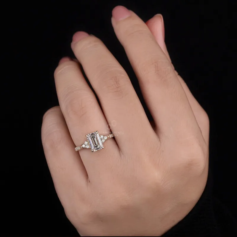 1.80 CT Emerald Cut Diamond Ring, IGI Certified F/VS1 Lab Grown Diamond Engagement Ring view 5