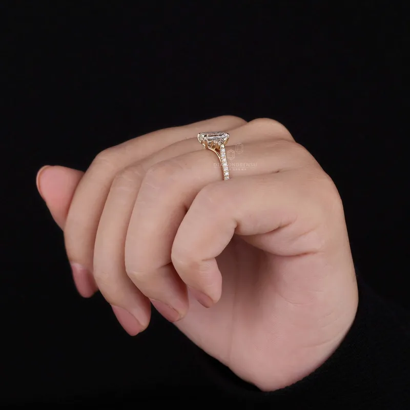 1.80 CT Emerald Cut Diamond Ring, IGI Certified F/VS1 Lab Grown Diamond Engagement Ring view 8