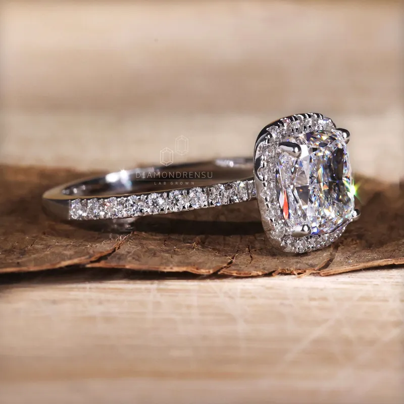 2 carat Cushion Cut Diamond Ring, E/VVS2 Lab Grown Diamond Ring, IGI Certified view 3