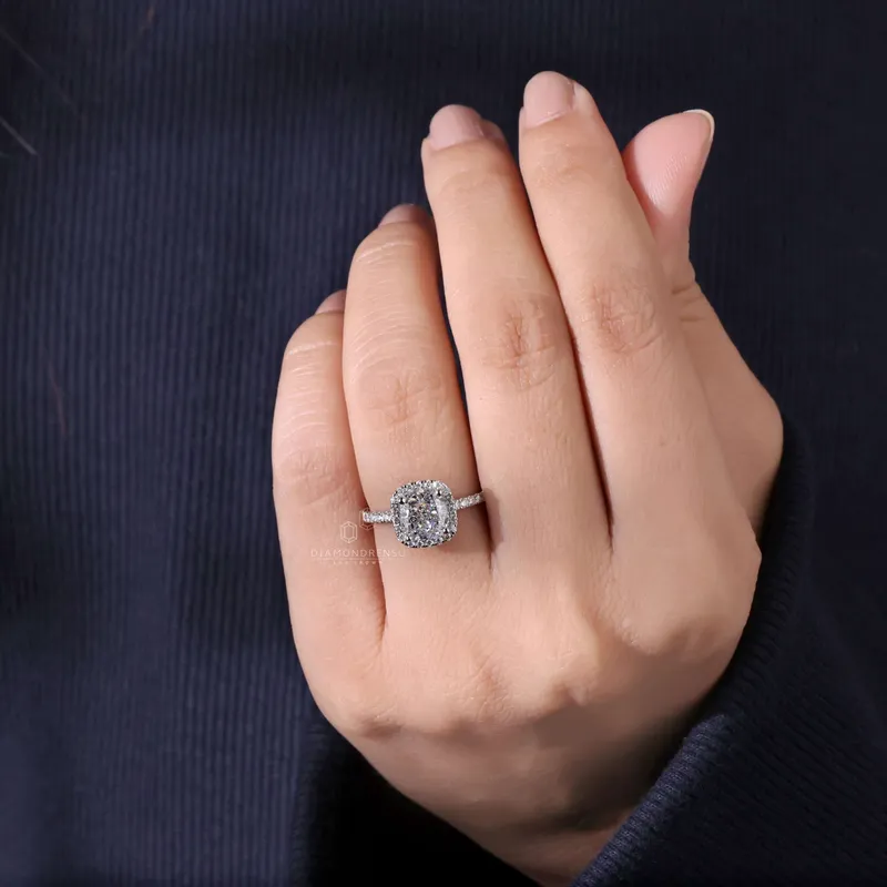 2 carat Cushion Cut Diamond Ring, E/VVS2 Lab Grown Diamond Ring, IGI Certified view 7