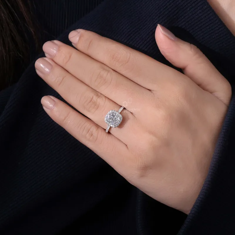 2 carat Cushion Cut Diamond Ring, E/VVS2 Lab Grown Diamond Ring, IGI Certified view 8