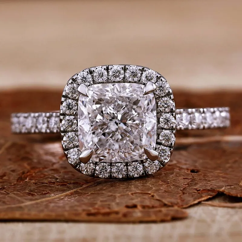 2.02 CT Cushion Cut E/VVS2 Lab Grown Diamond Halo Engagement Ring, IGI Certified Diamond Ring cushion cut engagement ring