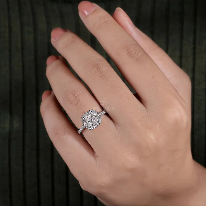 2.02 CT Cushion Cut E/VVS2 Lab Grown Diamond Halo Engagement Ring, IGI Certified Diamond Ring vy 7