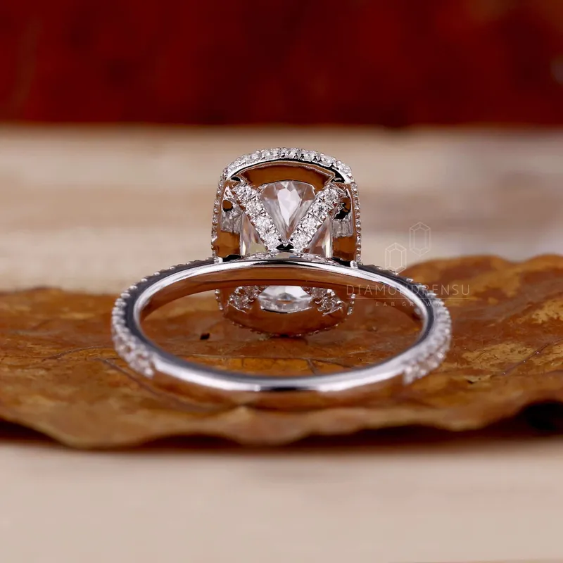 2.03 CT Elongated Cushion Cut Lab Grown Diamond Halo Engagement Ring vy 5