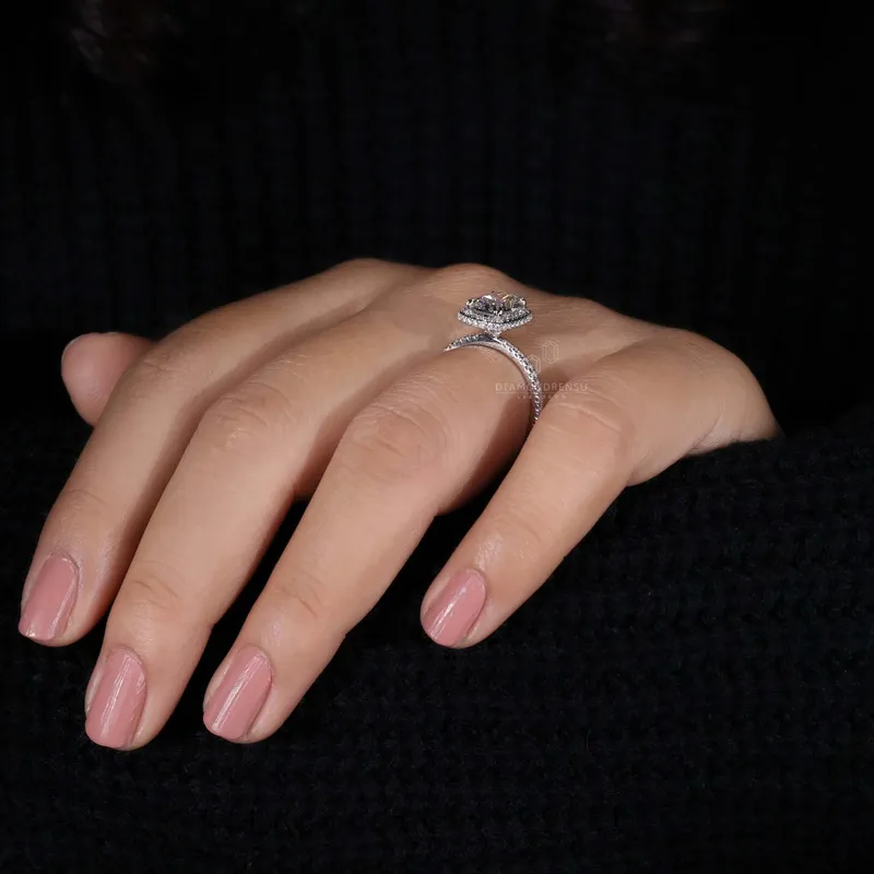 2.03 CT Elongated Cushion Cut Lab Grown Diamond Halo Engagement Ring vy 6