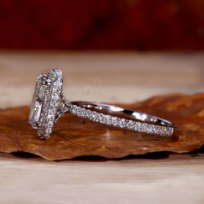 2.03 CT Elongated Cushion Cut Lab Grown Diamond Halo Engagement Ring vy 3