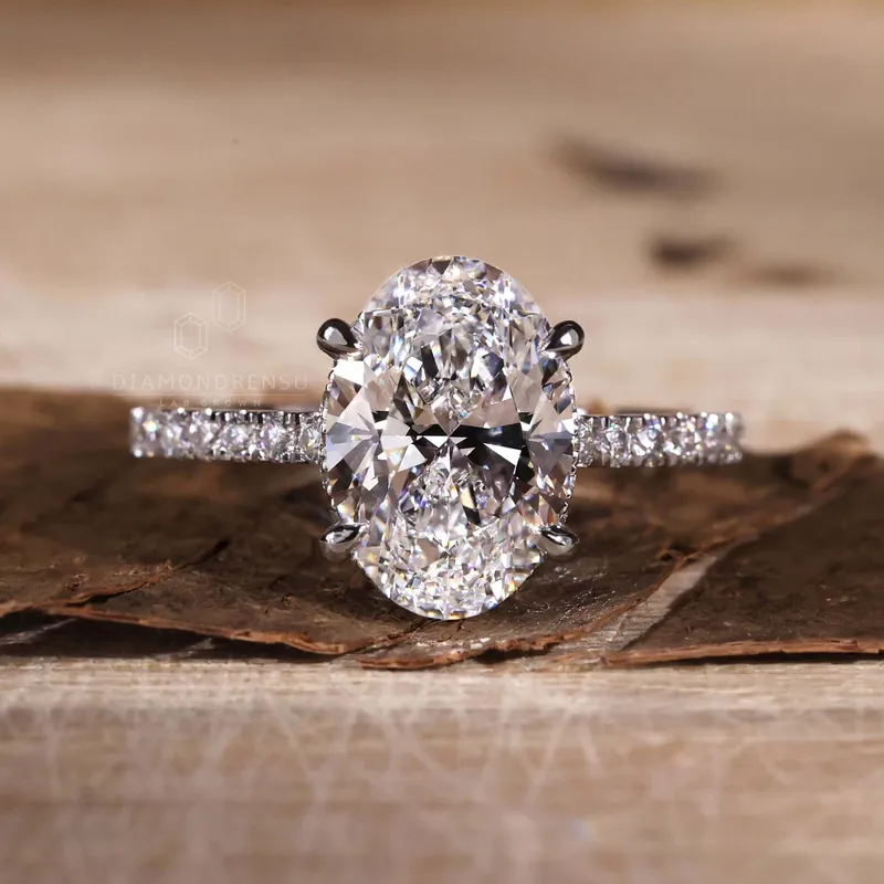 2.50 CT Oval Engagement Ring, Lab Grown Diamond Ring, Oval Diamond Ring view 4