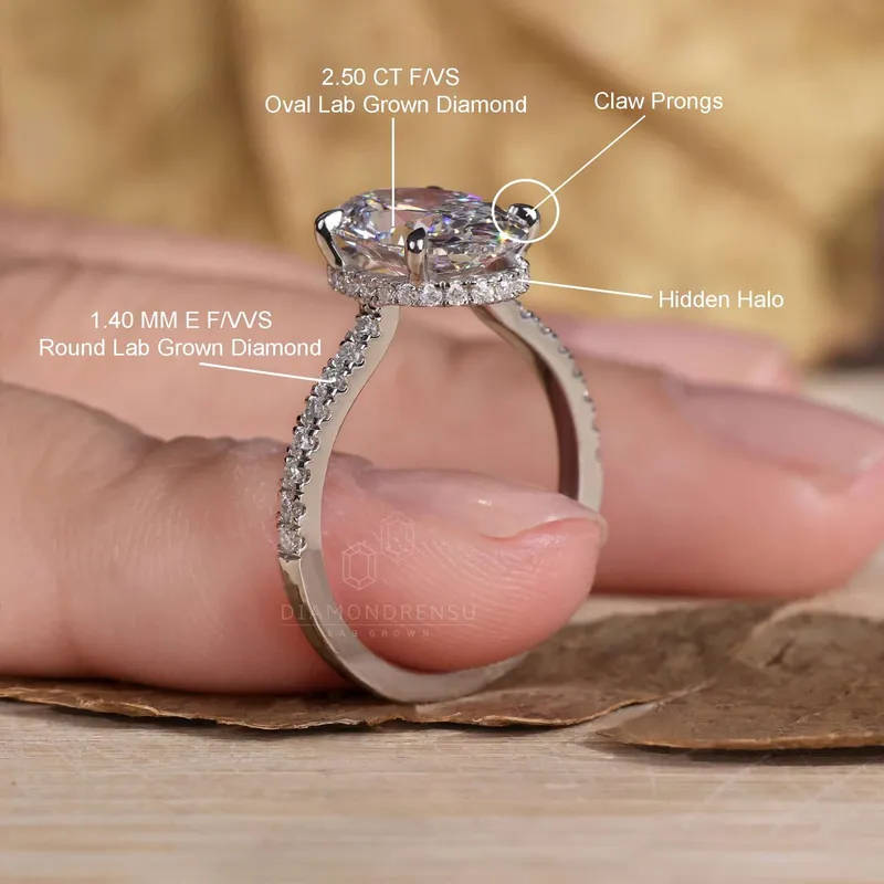 2.50 CT Oval Engagement Ring, Lab Grown Diamond Ring, Oval Diamond Ring view 9