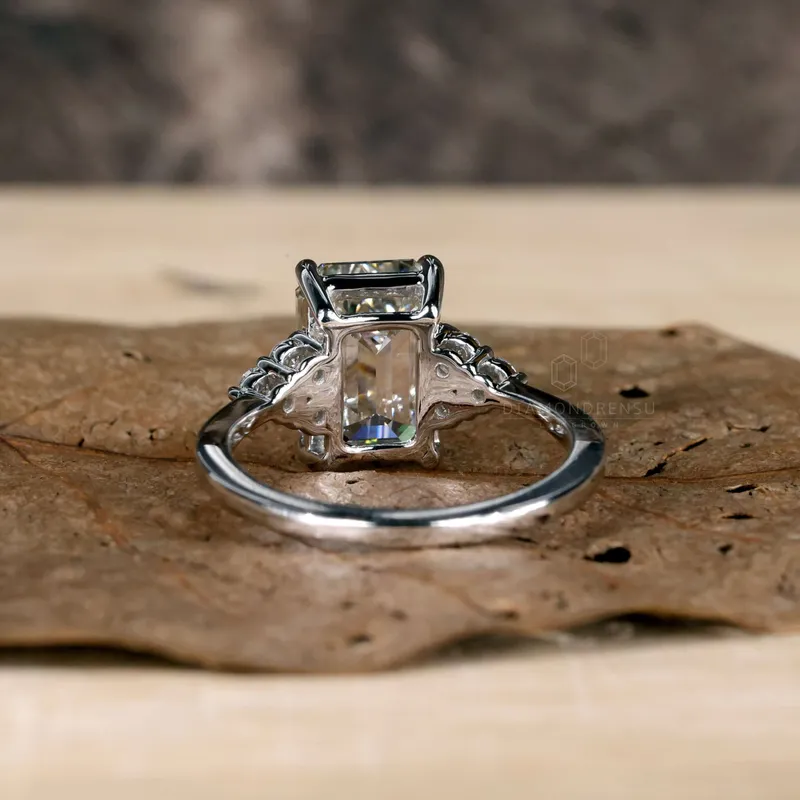 3.0 CT Emerald Cut Lab Grown Diamond Engagement Ring, I/VS IGI Certified Diamond Ring view 3