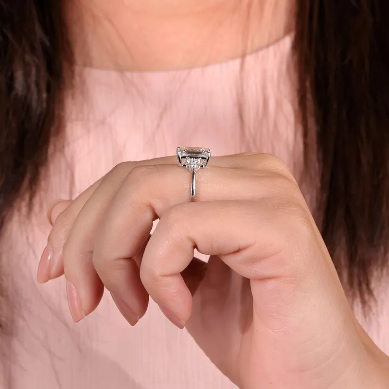 3.0 CT Emerald Cut Lab Grown Diamond Engagement Ring, I/VS IGI Certified Diamond Ring view 8
