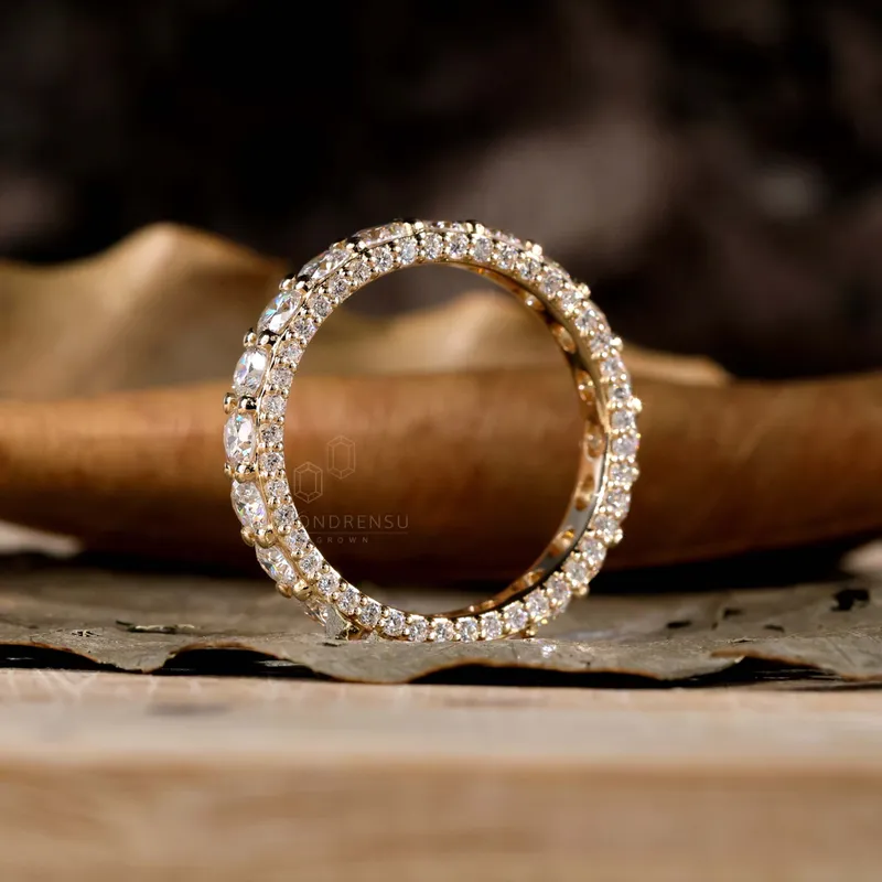 3.0 MM Round Brilliant Cut Lab Grown Diamond Eternity Wedding Band vy 4