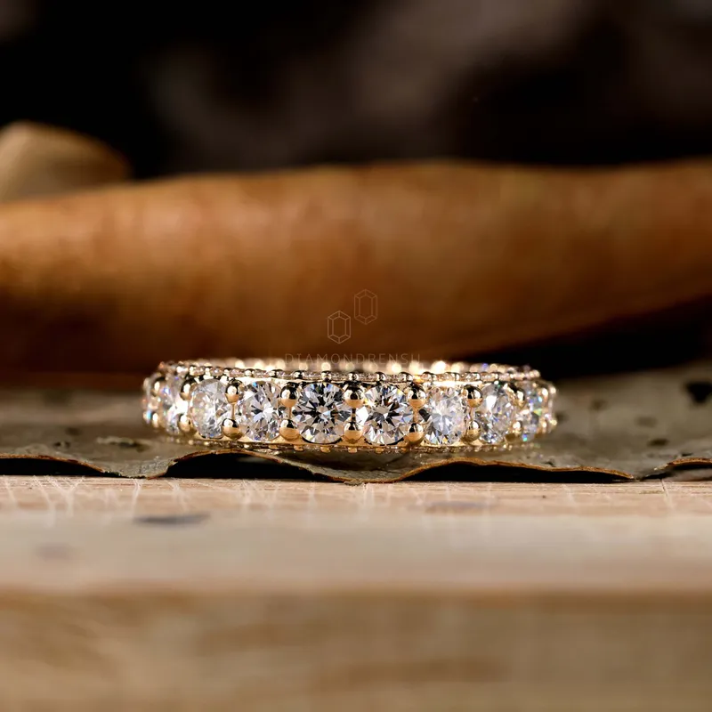 3.0 MM Round Brilliant Cut Lab Grown Diamond Eternity Wedding Band vy 3