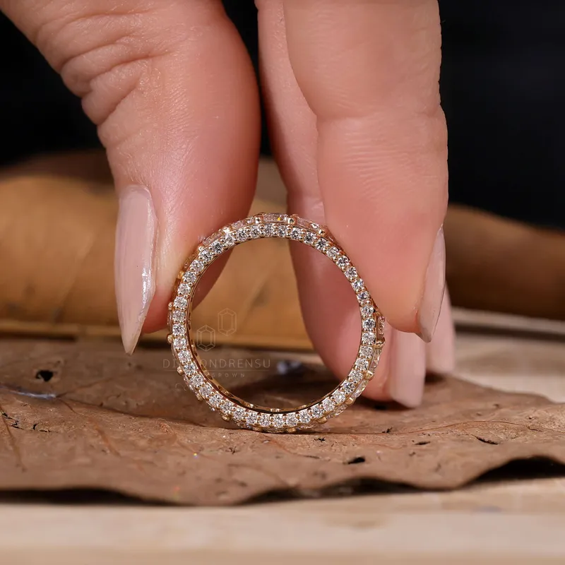 3.0 MM Round Brilliant Cut Lab Grown Diamond Eternity Wedding Band vy 5