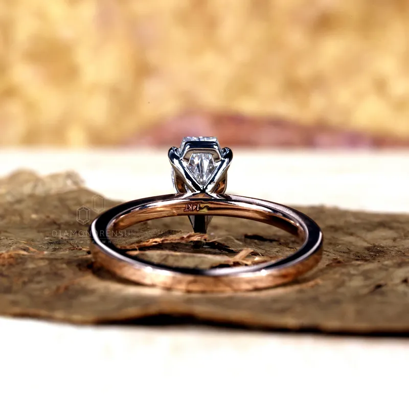 Antique 1 CT Spear Cut Lab Grown Diamond Ring, Solitaire Engagement Ring vy 3