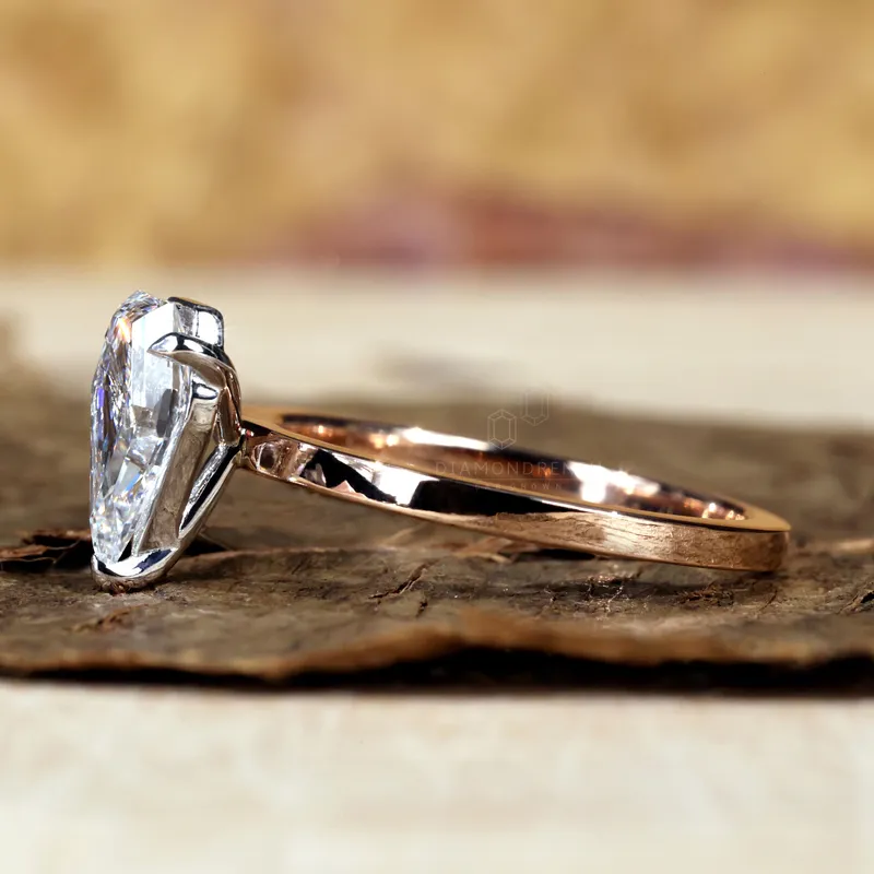 Antique 1 CT Spear Cut Lab Grown Diamond Ring, Solitaire Engagement Ring vy 5