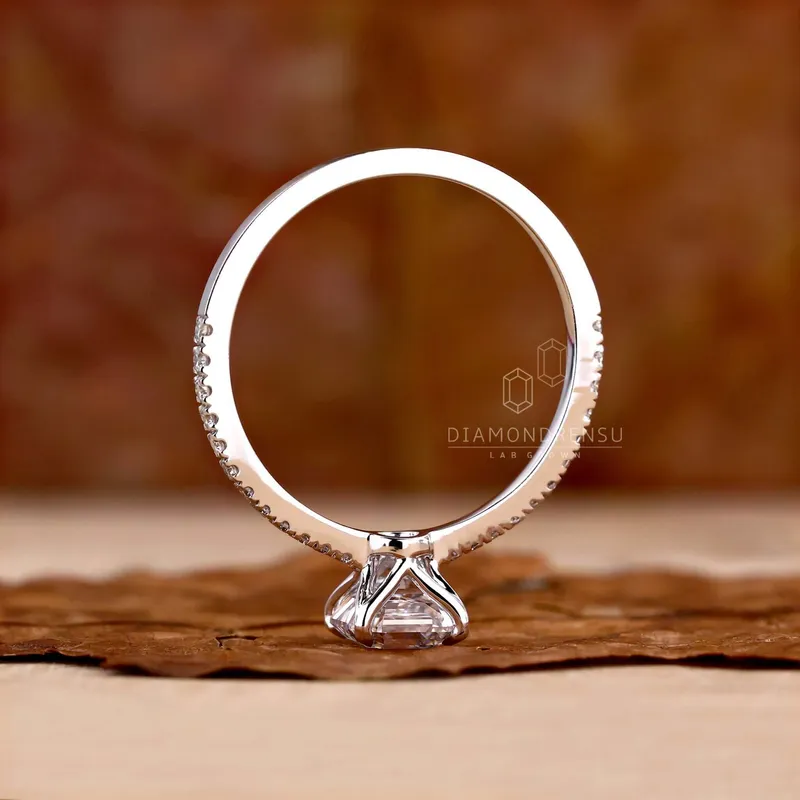 Asscher Cut Diamond Ring, Pave Engagement Ring view 6