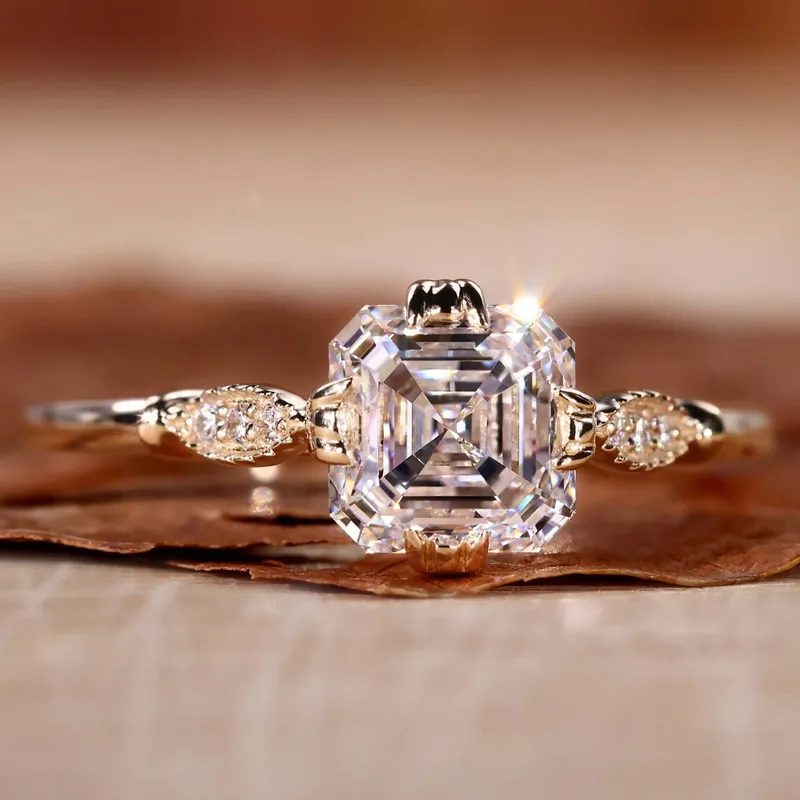 Asscher Cut Lab Grown Diamond Vintage Engagement Ring engagement ring
