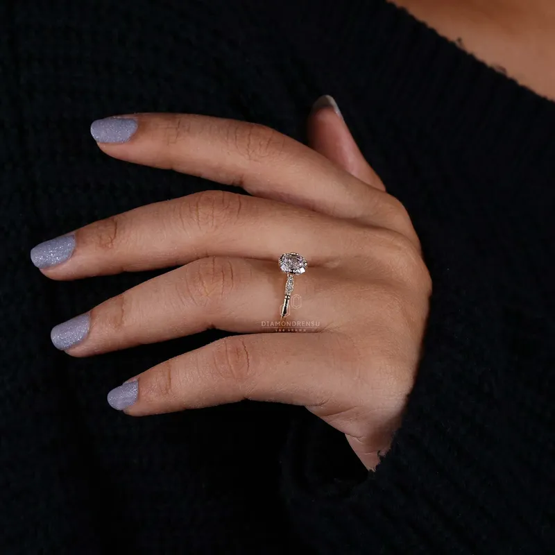 Asscher Cut Lab Grown Diamond Vintage Engagement Ring view 7